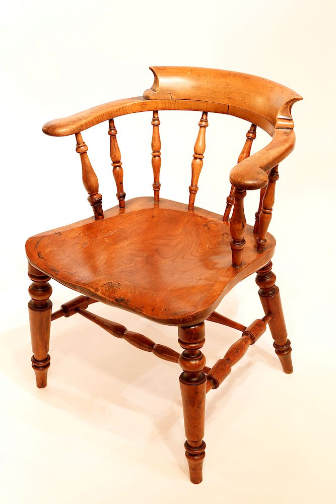 Appraisal: th Century English Elm Pub Chair Exclusive on Bidsquare th