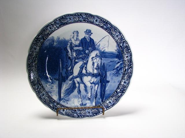 Appraisal: Three large Delfts blue chargers diameter all signed Royal Sphinx