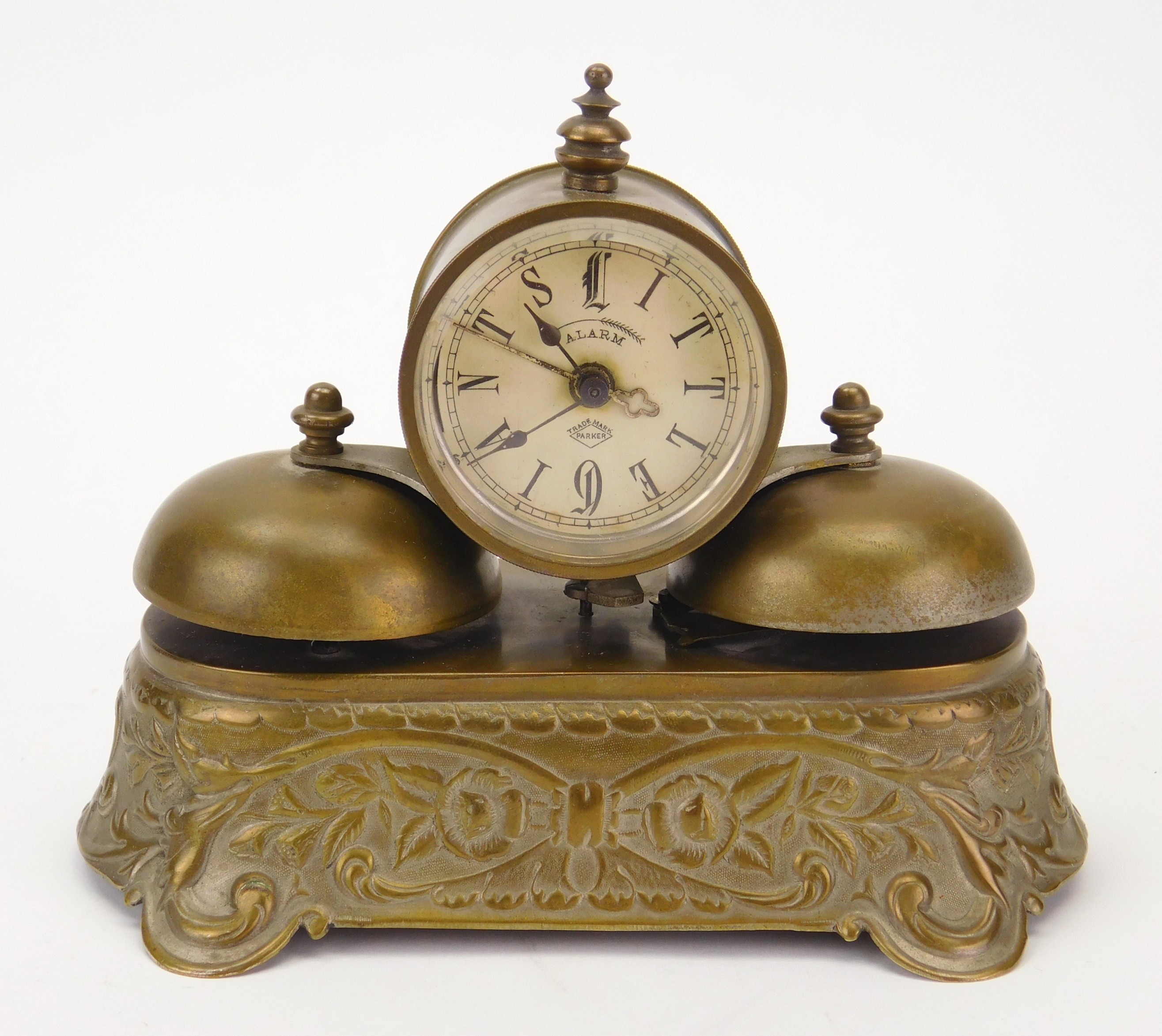 Appraisal: Parker double bell alarm day fancy nickle case ca ''h