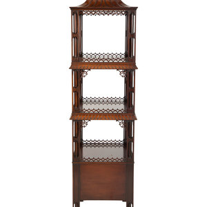 Appraisal: A Chinese Chippendale Style Mahogany Whatnot th Century Height x