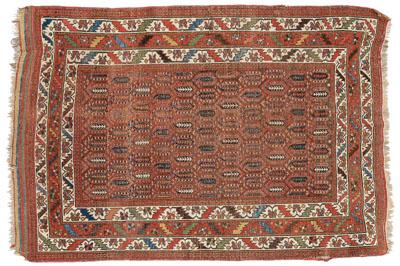 Appraisal: Afshar rug rectangular central panel with rows of guls three