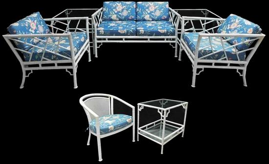 Appraisal: Mid- th C MeadowCraft patio furniture seven pieces Hollywood Regency