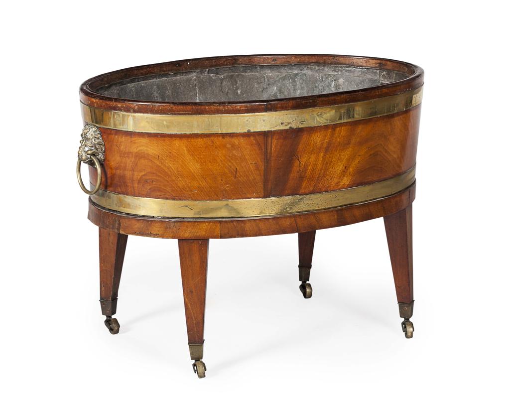 Appraisal: GEORGE III MAHOGANY AND BRASS BOUND WINE COOLER TH CENTURY