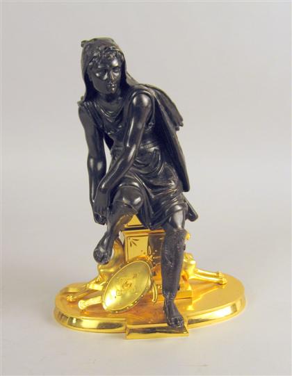 Appraisal: French gilt patinated bronze figure david Dark brown patina wearing