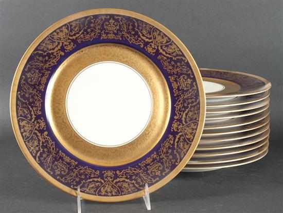 Appraisal: Set of Bohemia china gilt and cobalt banded dinner plates