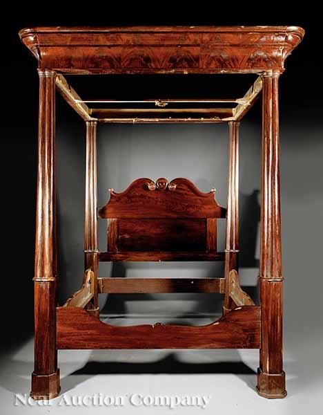 Appraisal: An American Rococo Carved Mahogany Full Tester Bed c -