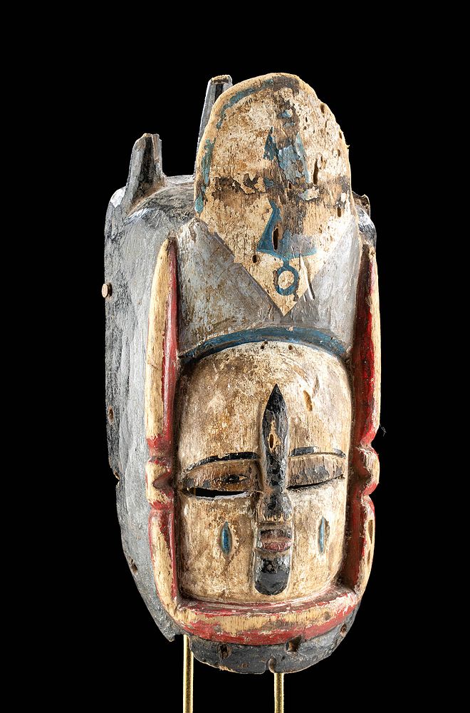 Appraisal: Early th C Nigerian Bini Polychrome Wood Mask West Africa