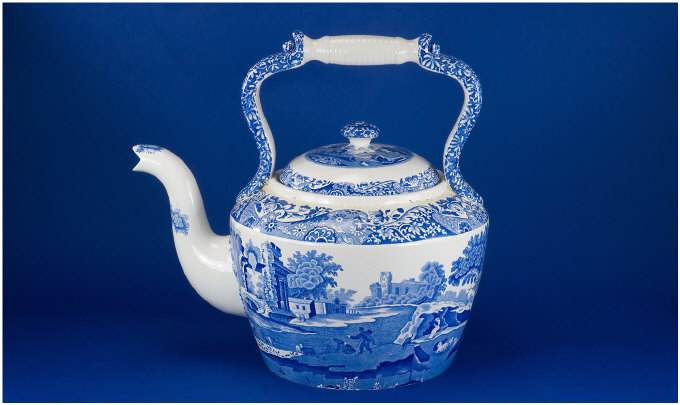 Appraisal: Large Blue And White Spode Italian Tea Pot Height Inches