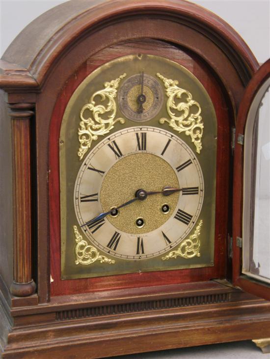 Appraisal: Early twentieth century mahogany cased mantel clock with silvered dial