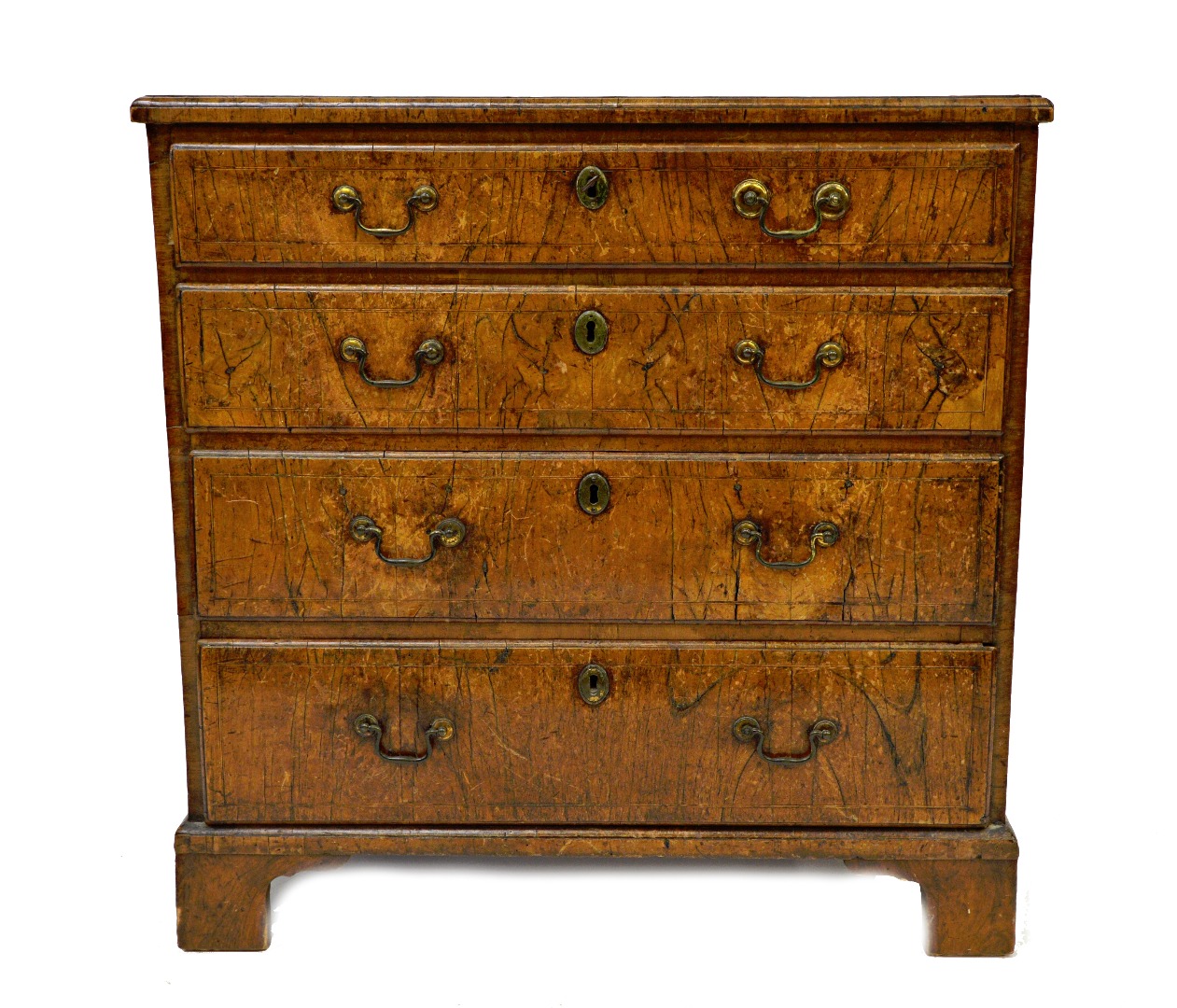 Appraisal: A George II walnut and strung chest the moulded rectangular