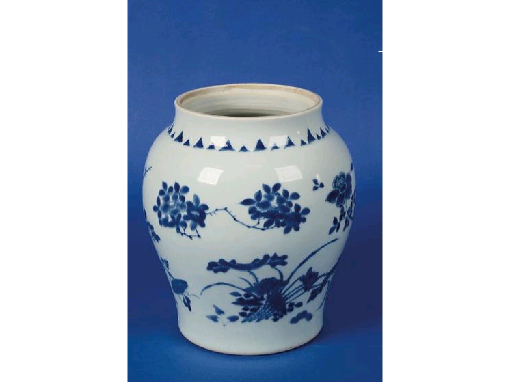 Appraisal: A CHINESE BLUE AND WHITE VASE of baluster form decorated