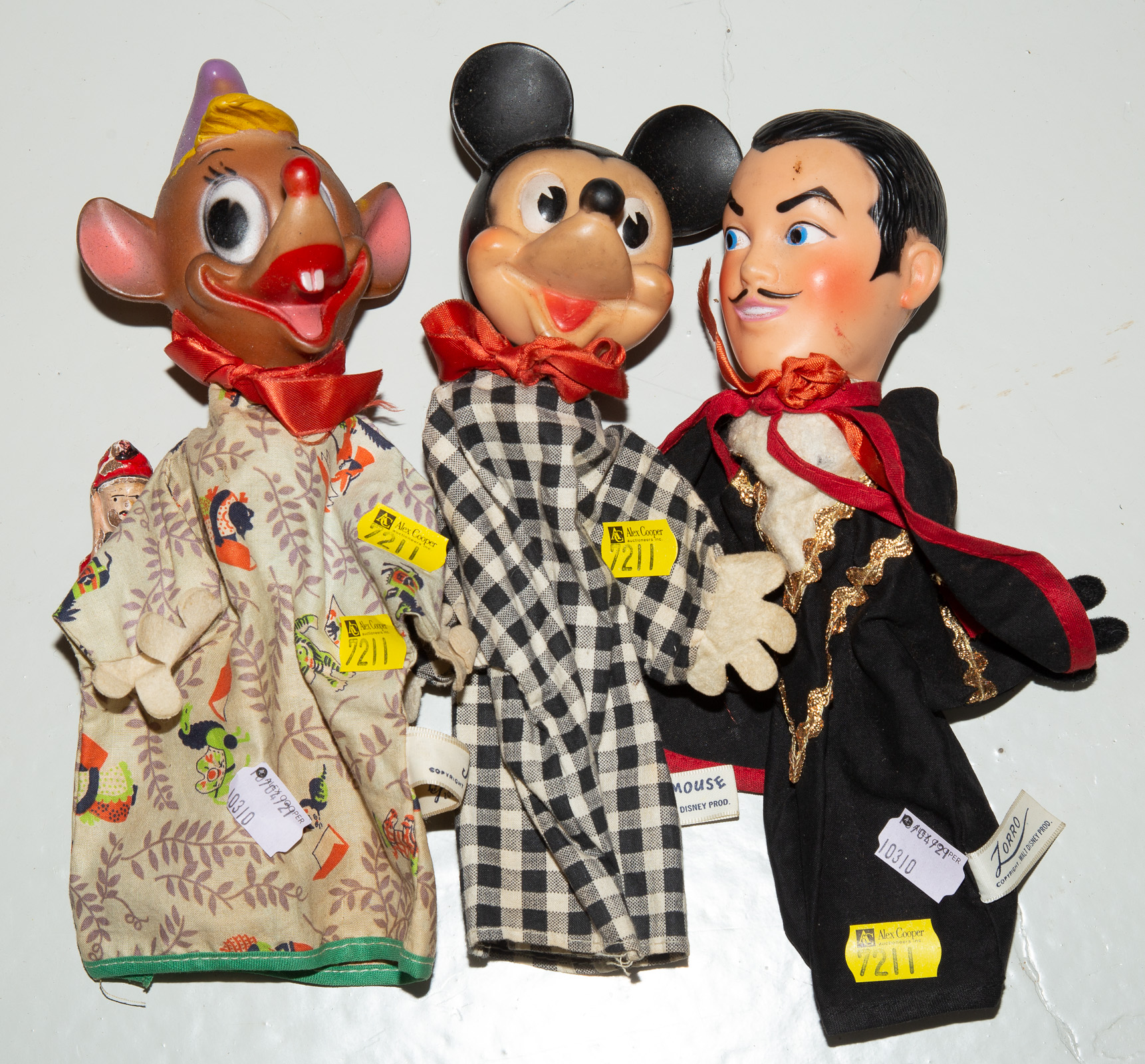 Appraisal: THREE VINTAGE DISNEY PUPPETS SOLDIER FIGURE Includes Jaq from Cinderella