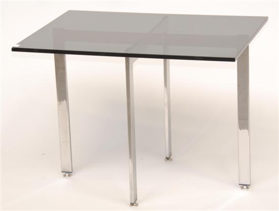 Appraisal: GLASS TOP TABLE WITH CHROME BASE H L W