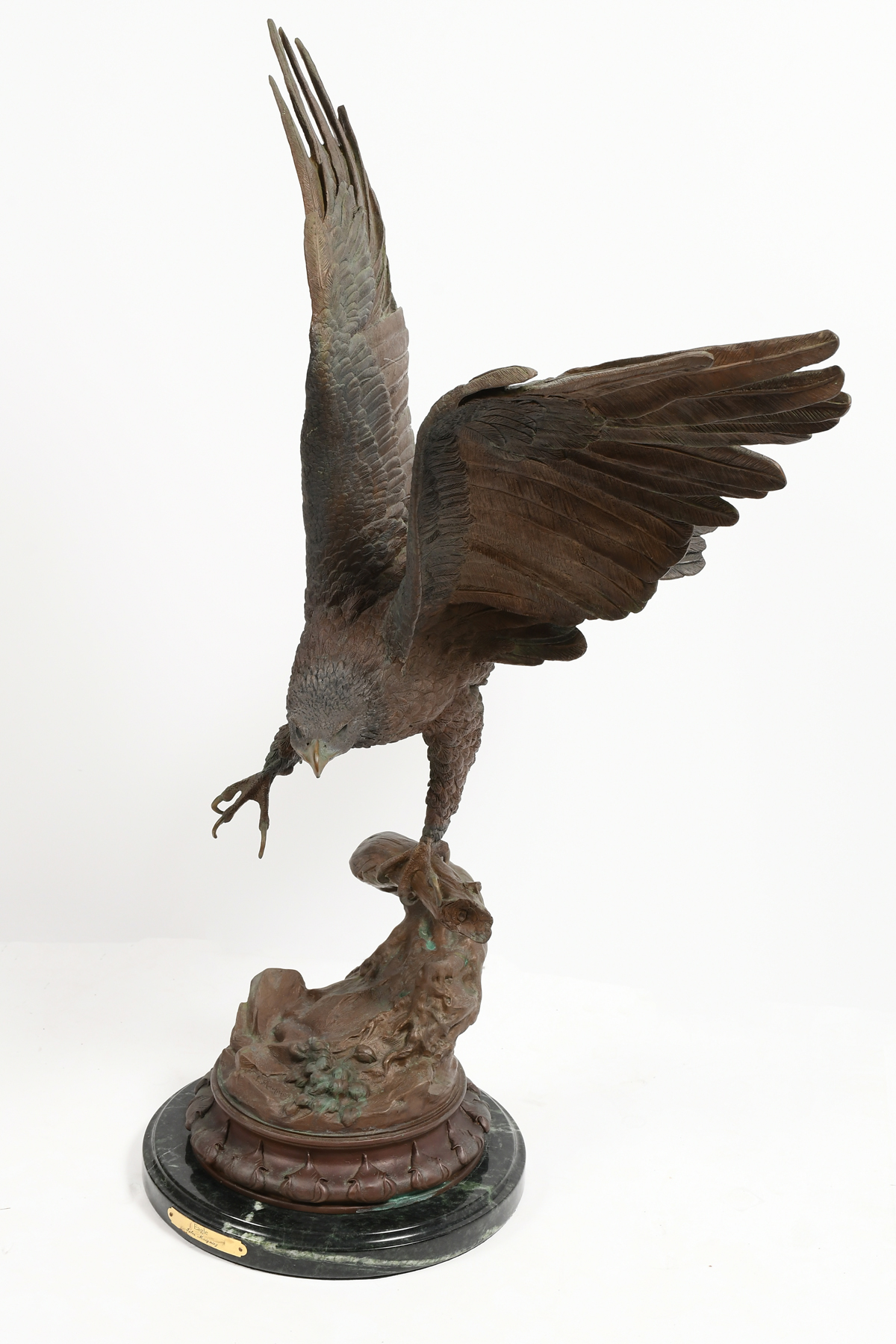 Appraisal: BRONZE EAGLE SCULPTURE AFTER MOIGNIEZ '' in height with beveled