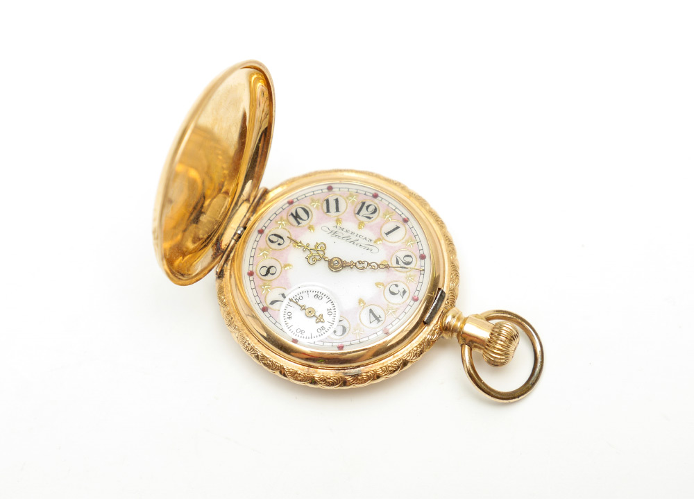 Appraisal: K GOLD AMERICAN WALTHAM LADIES POCKET WATCH Engraved k gold