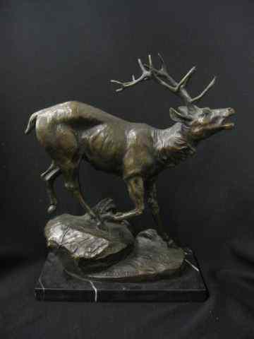 Appraisal: Bronze Statue of an Elk after R Lecourtier black marble