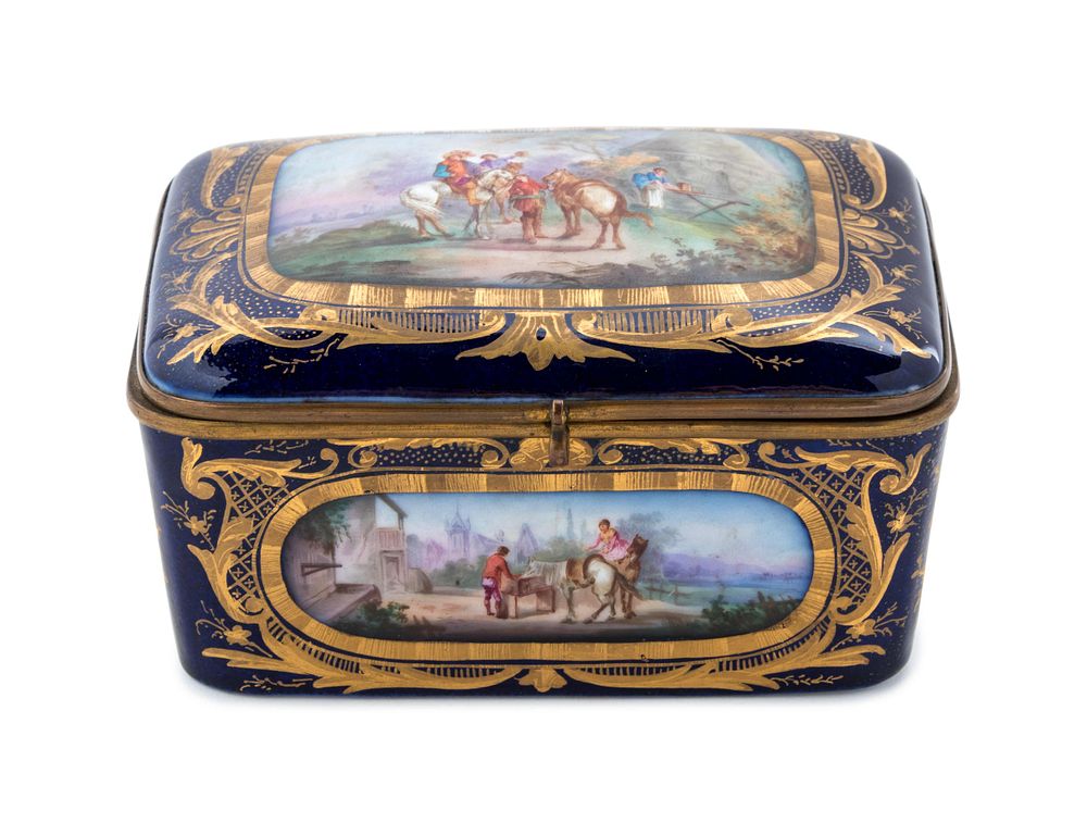 Appraisal: A Sevres Style Gilt Metal Mounted Painted and Parcel Gilt