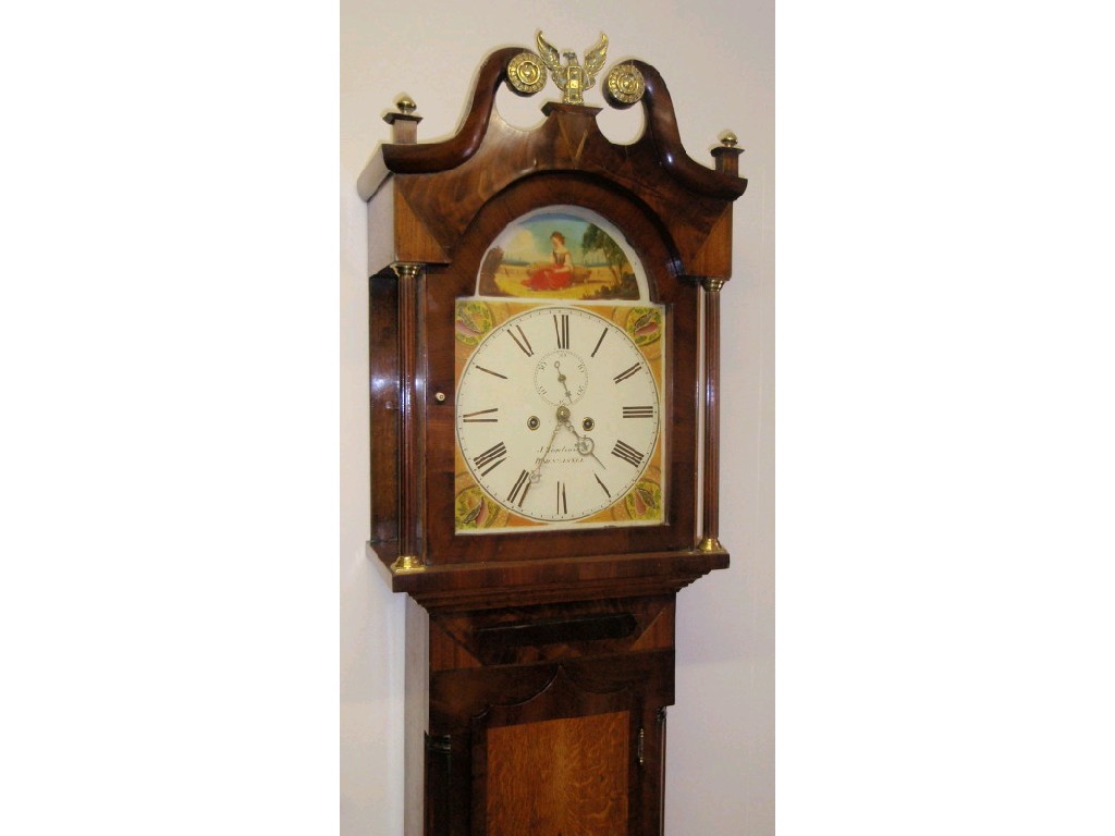 Appraisal: A George III flamed mahogany and oak long case clock