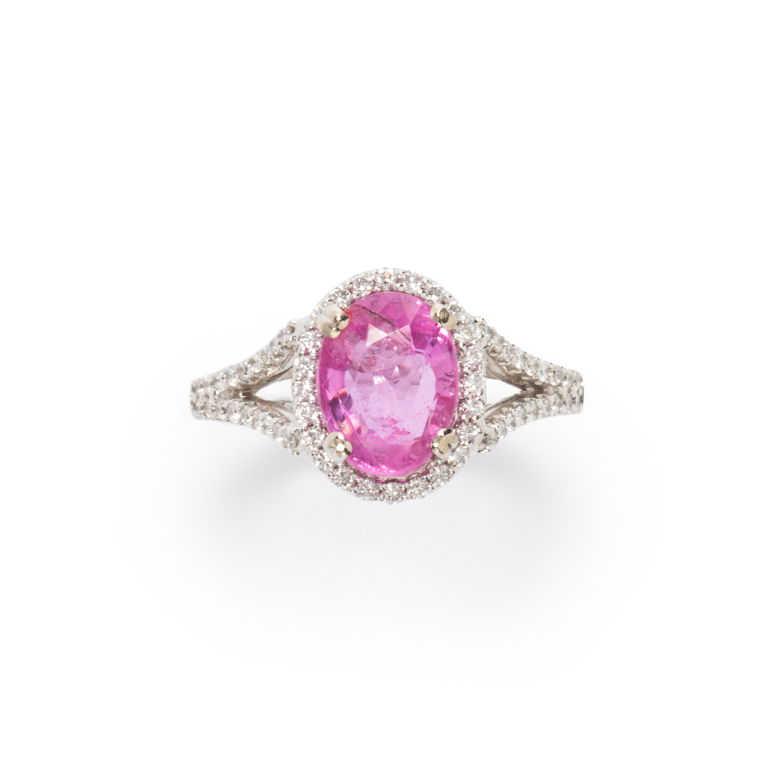 Appraisal: A MADAGASCAR PINK SAPPHIRE DIAMOND AND FOURTEEN KARAT WHITE GOLD