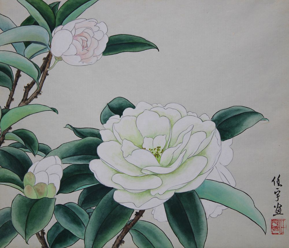 Appraisal: Ren Yu B White Camellias Ren Yu B White Camellias