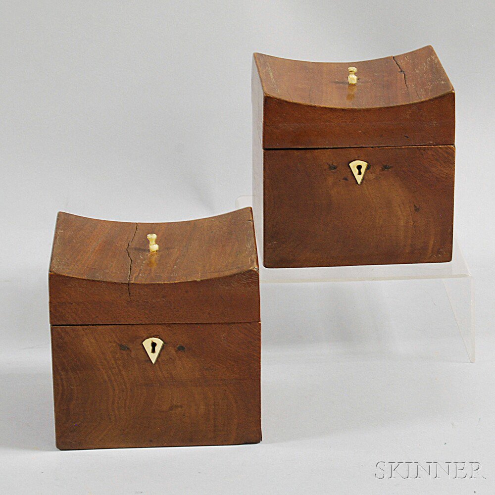 Appraisal: Pair of Georgian Mahogany Veneer Tea Caddies England early th