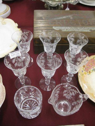 Appraisal: pcs Crystal etched stemware and a waterford piece