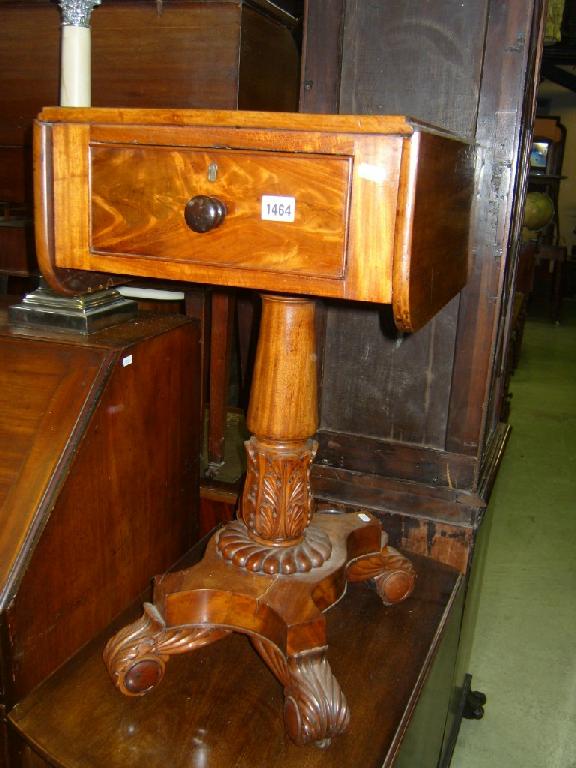 Appraisal: An early th century mahogany drop leaf work table fitted