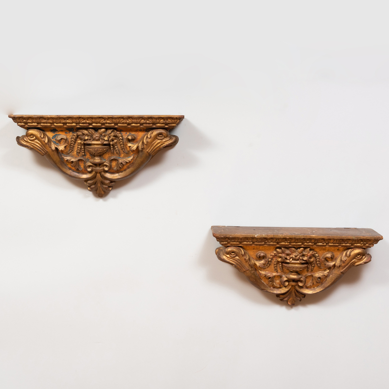 Appraisal: PAIR OF ITALIAN GILTWOOD BRACKETS x x in Condition Minor