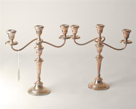 Appraisal: Pair Gorham Silverplate Three-branch Candelabra high