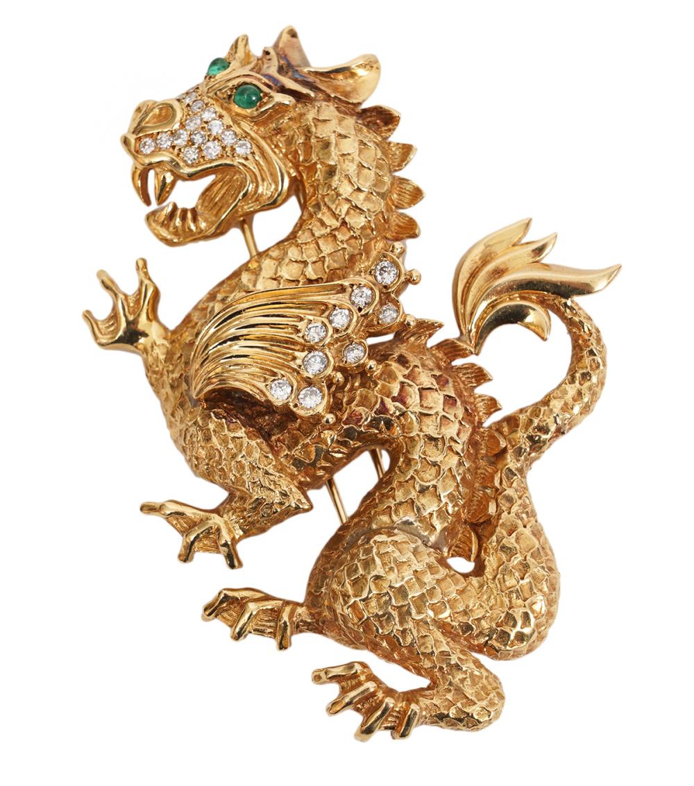 Appraisal: RARE VAN CLEEF ARPELS KT YG DRAGON BROOCHVan Cleef Arpels