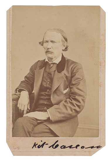 Appraisal: CARSON CHRISTOPHER KIT Photograph Signed Kit Carson carte-de-visite portrait by