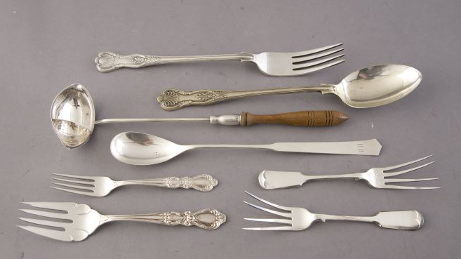 Appraisal: Eight Pieces of Sterling and Silverplate Serving Flatware consisting of