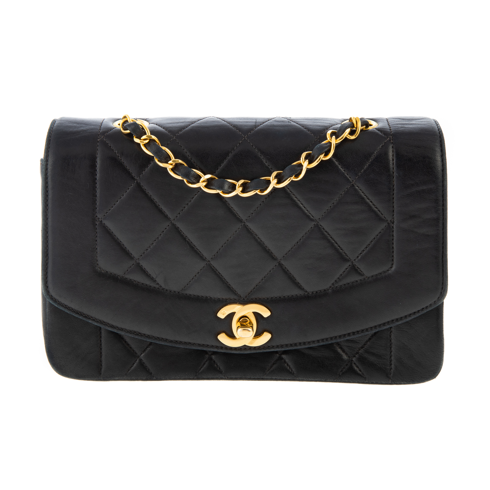 Appraisal: A SMALL CHANEL DIANA FLAP BAG A black Lambskin leather