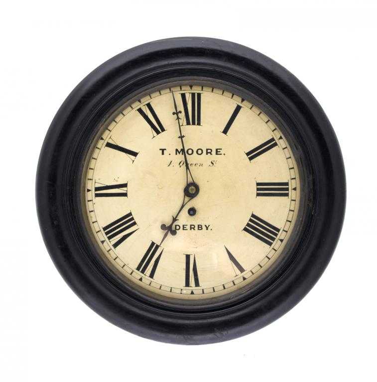 Appraisal: A VICTORIAN EBONISED WALL TIMEPIECE signed on the painted dial