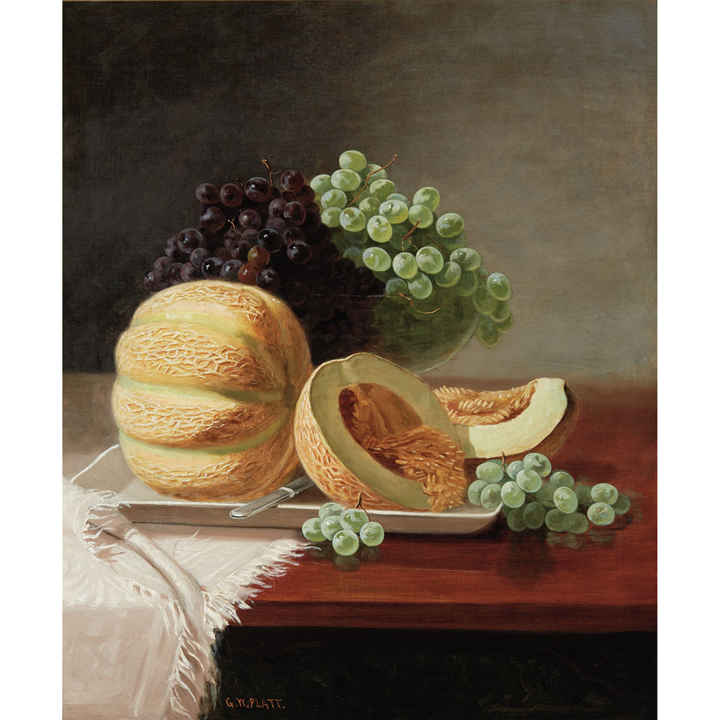 Appraisal: George W Platt American - Still Life with Melon and