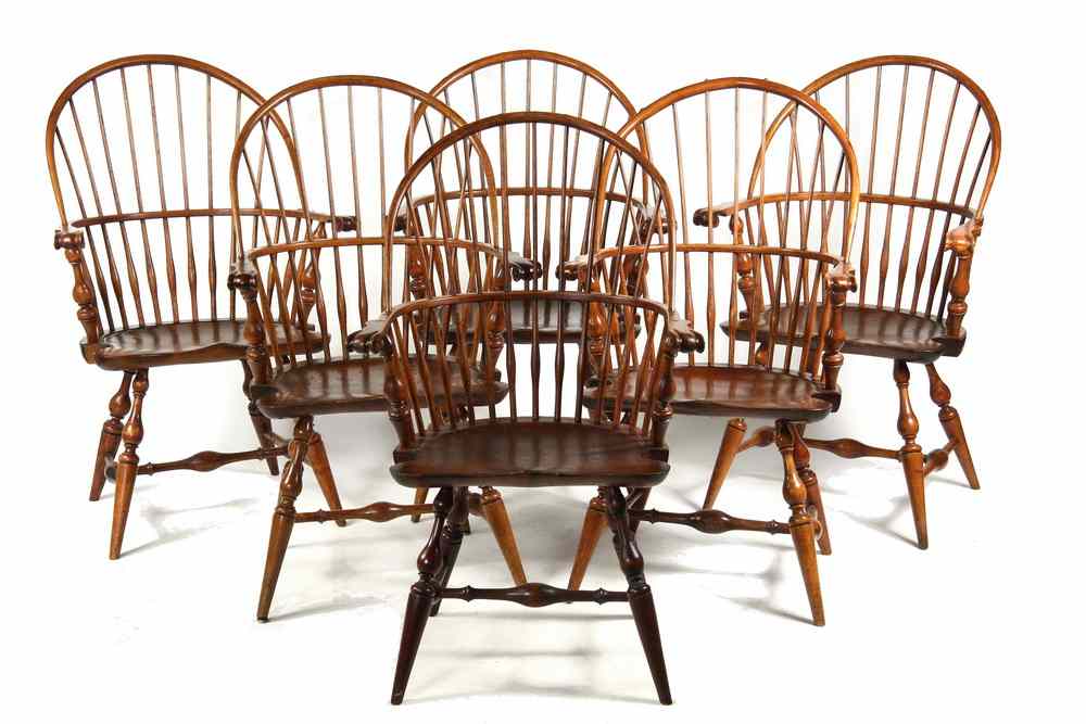 Appraisal: ARM CHAIRS - Rare set of Wallace Nutting Windsor bowback