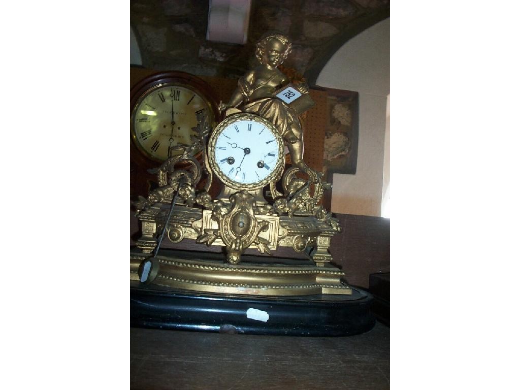 Appraisal: A th century French Spelter mantle clock the floral case