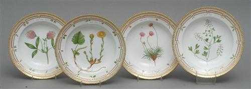 Appraisal: EIGHT SOUP PLATES 'FLORA DANICA' Royal Copenhagen th century Decoration