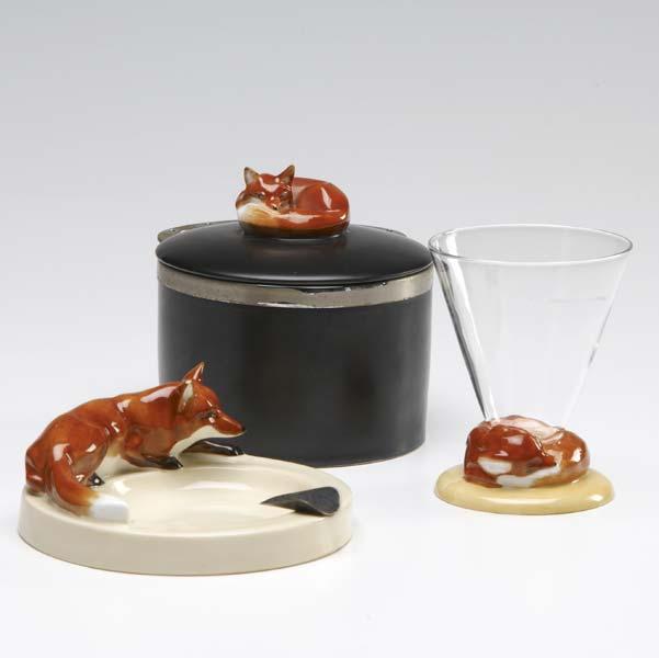 Appraisal: FOX HUNTING Mixed lot includes twenty cordial glasses with reclining