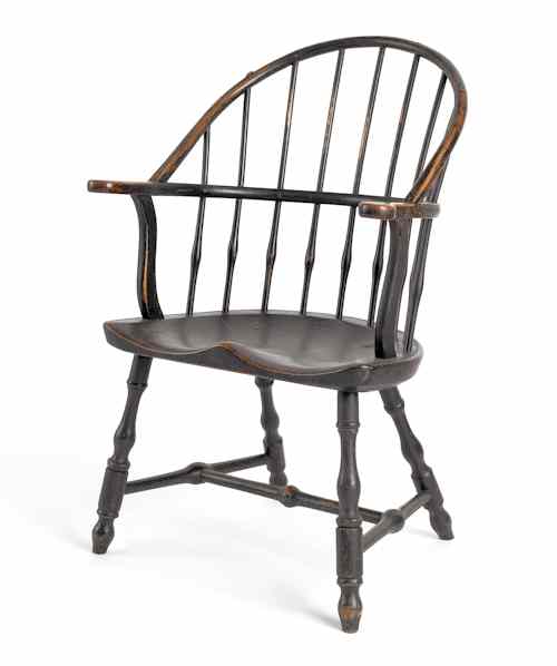 Appraisal: Rhode Island bowback Windsor armchair ca retaining an old black