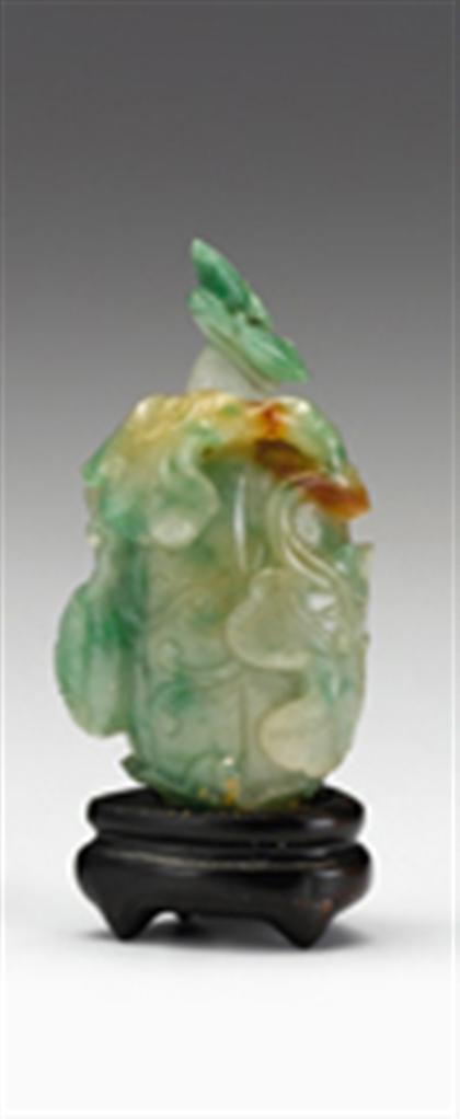 Appraisal: Chinese green and celadon jadeite snuff bottle late th century