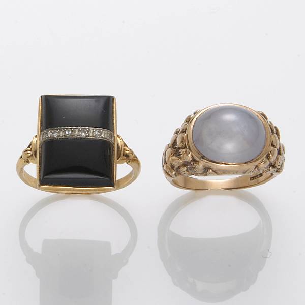 Appraisal: A star sapphire and k gold ring together with a