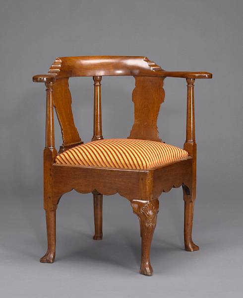 Appraisal: A George III walnut corner armchair second quarter th century