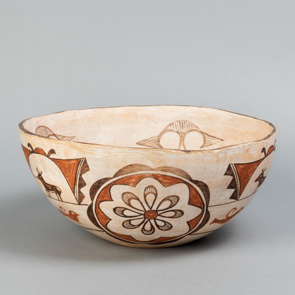 Appraisal: ZUNI POLYCHROME BOWL CA Zuni Polychrome Bowl ca fired clay