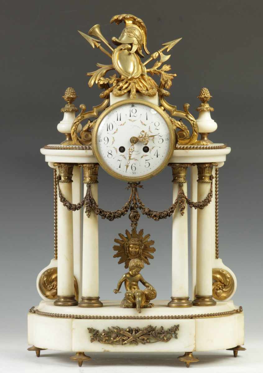 Appraisal: French Marble Shelf Clock th cent Dial Sgn Paris Martin