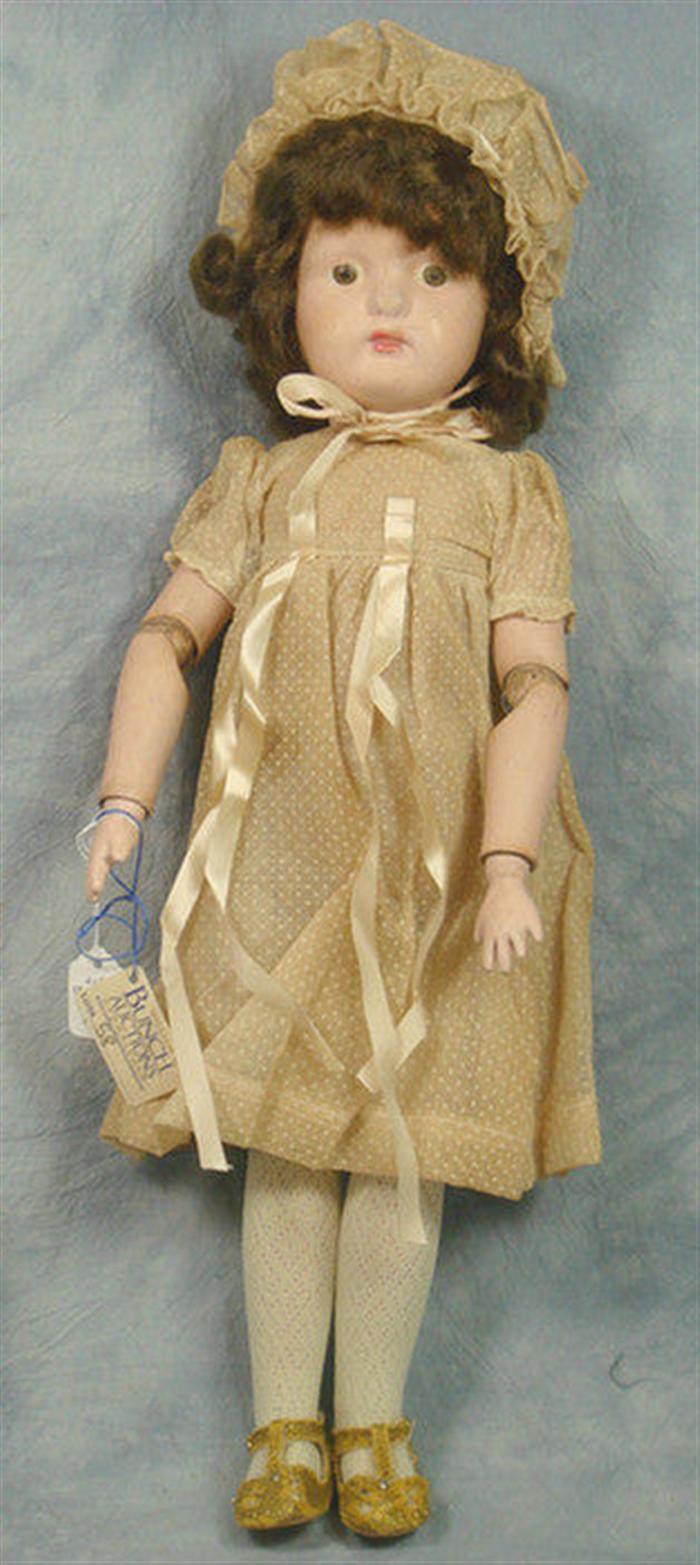 Appraisal: Schoenhut wood doll inches tall brunette wig painted face looks