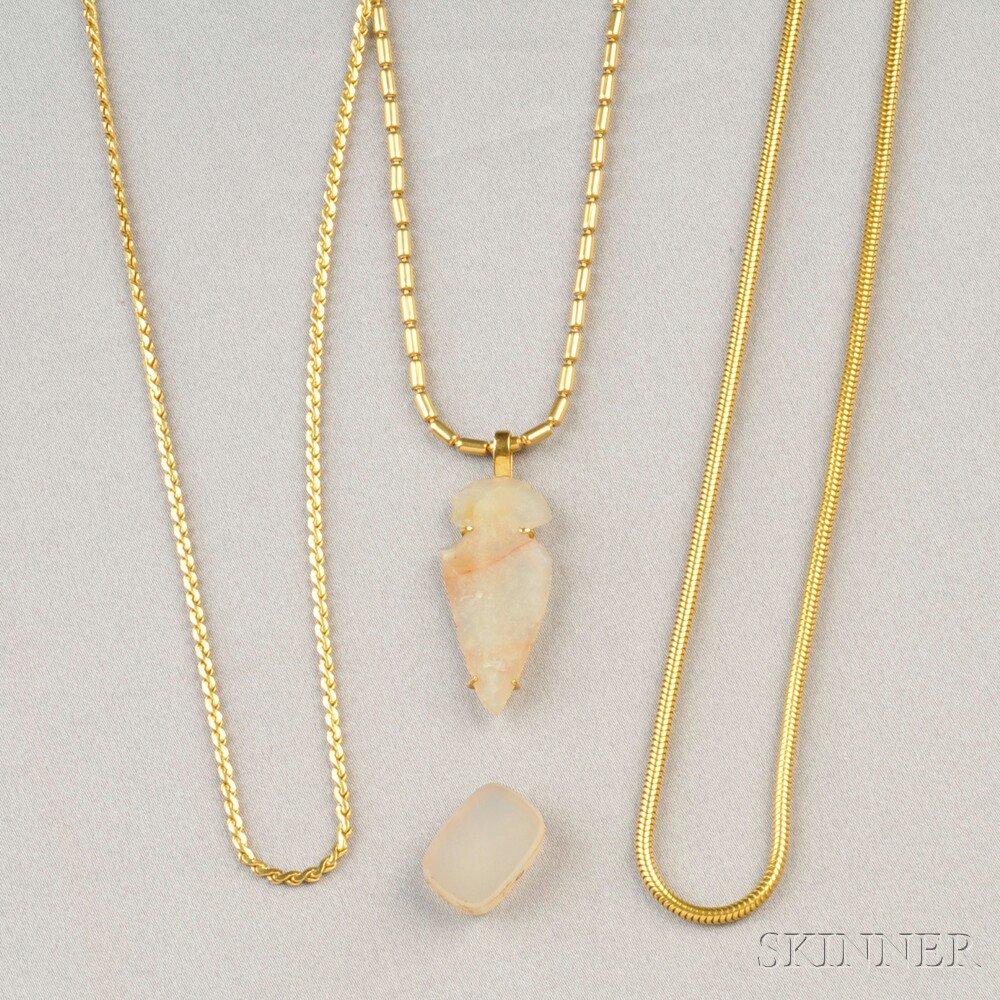 Appraisal: Three Gold Necklaces two kt gold one kt gold each