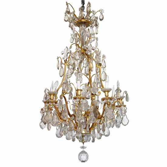 Appraisal: A French Gilt Bronze and Cut Glass Chandelier mid th