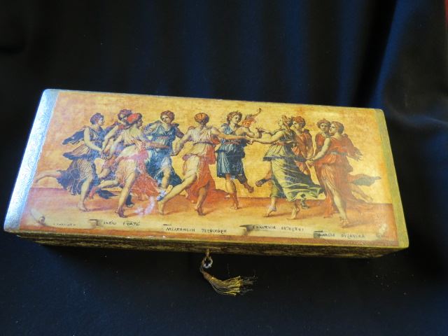 Appraisal: Italian Gilt and Carved Wood Box scene of classic figures