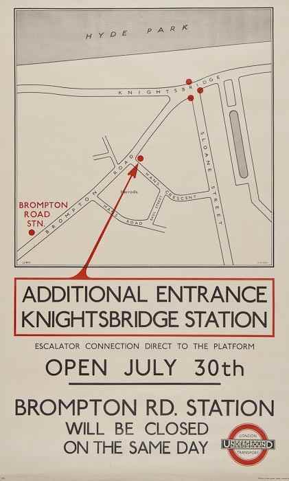 Appraisal: LEWIS B G KNIGHTSBRIDGE STATION London Underground lithograph in colours